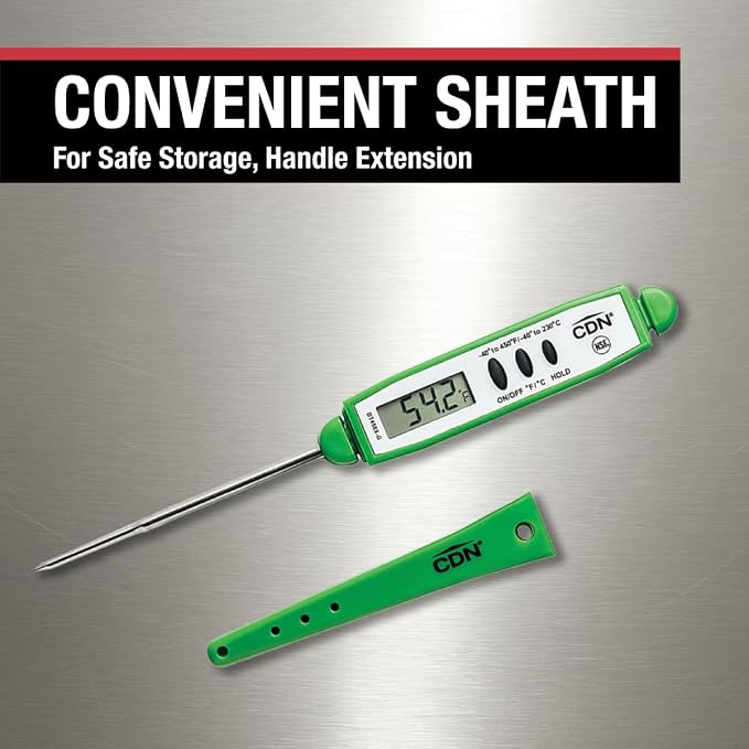 CDN ProAccurate® Instant Read Digital Pocket Thermometer with 2.75" Stainless Steel Tip for Accurate Temperature Measurement, Green (DT450X-G)