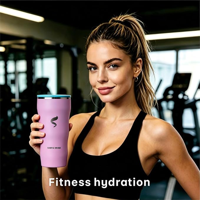 30 oz Insulated Tumbler with Straw and Lid, Pink Aqua | 18/8 stainless steel, double-wall vacuum insulation, BPA-free materials, reusable straw, for everyday hot and cold drinks.