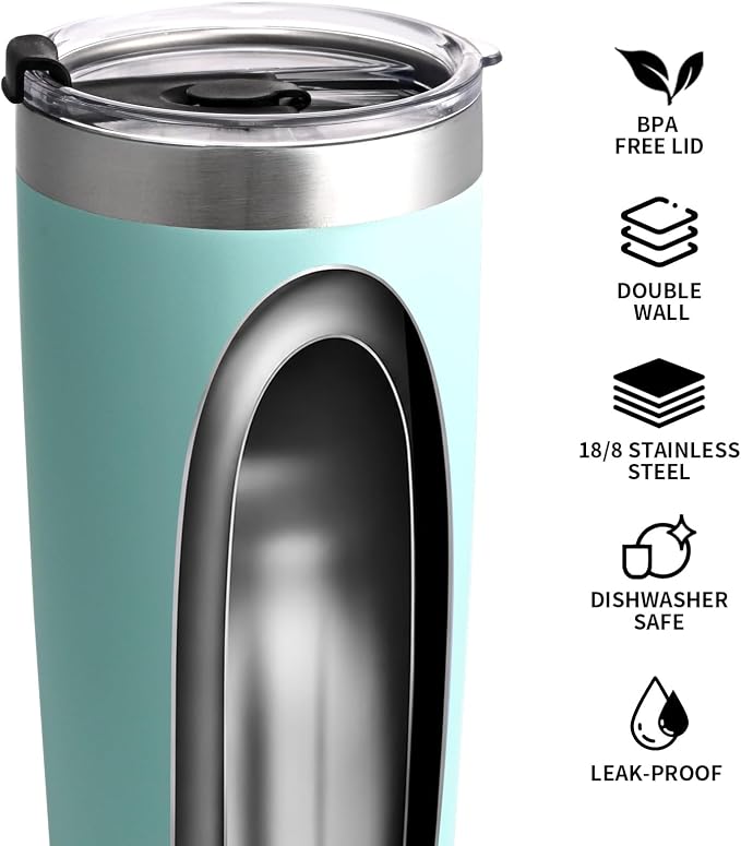 NESTALLY Crafted 20oz Stainless Steel Insulated Tumbler with Lid,Mint Green | Stainless Steel Double Wall Vacuum, BPA Free,Travel Coffee Mug Keeping Drink Cold & Hot,Gifts for Women Men Her Him