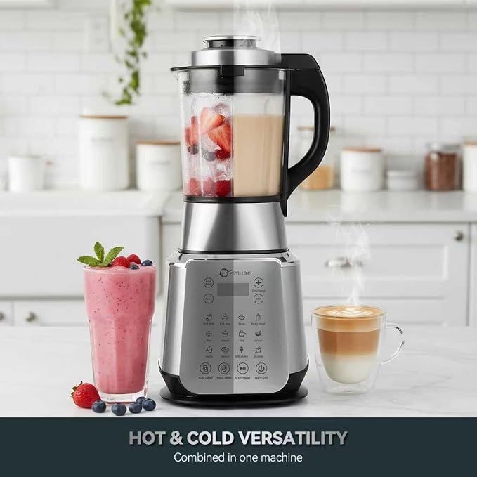 ASTRALSHIP 1500W Professional Glass Blender for Kitchen, Countertop High-Speed Smoothie Maker & Heating Nut Milk Machine - 14 Presets, 9 Speeds, BPA-Free Glass Jar for Hot Soups, Slushie