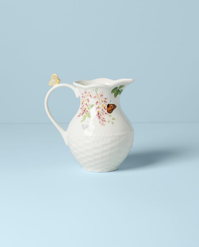 Lenox 893452 Butterfly Meadow Pitcher | hand wash only | 6.26 x 8.25 inch | floral design, table decor | 60oz, gift for women, table decor item