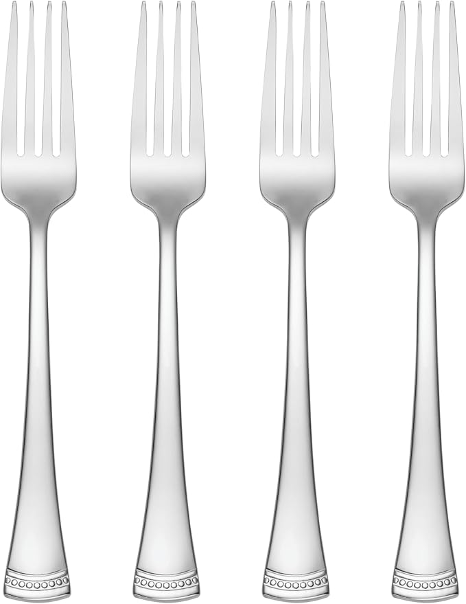 Lenox Portola Dinner Forks Silverware Set for 4, Flatware | mirror finish, dishwasher safe | classic design, entertaining, cutlery set, utensil set, 8.21 inch length