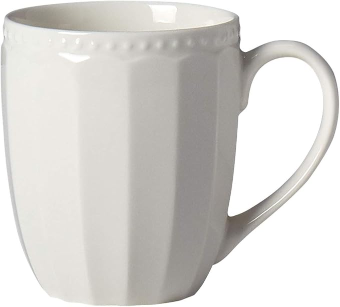 Tabletops Gallery Embossed Bone White Porcelain Round Dinnerware Collection- Chip Resistant Scratch Resistant, Mosaico 16 Piece Dinnerware Set (Dinner Plate, Salad Plate, Cereal Bowl, Mug)