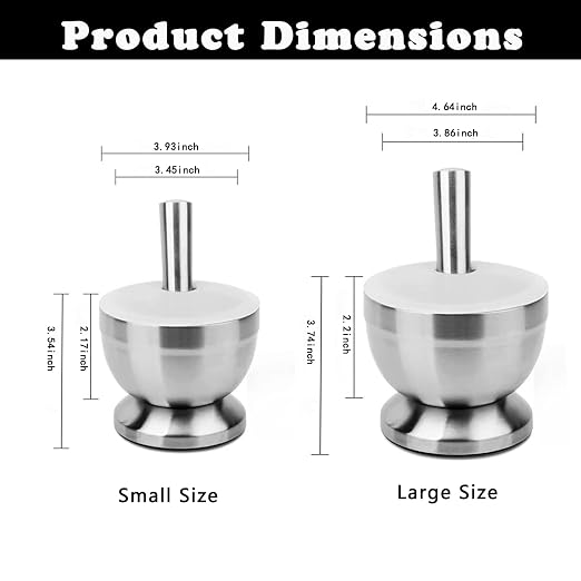 Large Stainless Steel Mortar and Pestle with Lid, Spice Grinder | Big Capacity, Herb Grinder, Seasoning Blender, Pesto Maker, Guacamole Bowl, Kitchen Prep, Daily Use, Easy Cleaning