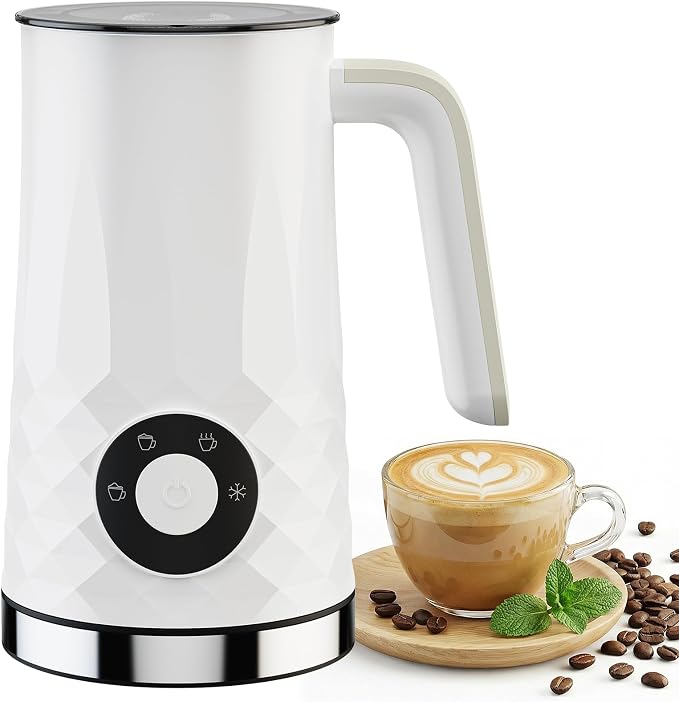 COFUN Milk Frother, 4-in-1 Electric Milk Frother and Steamer | 11.8oz Automatic Hot & Cold Foam Maker, Dishwasher Safe, Quiet Operation for Coffee, Latte, Cappuccino, Hot Chocolate (White)
