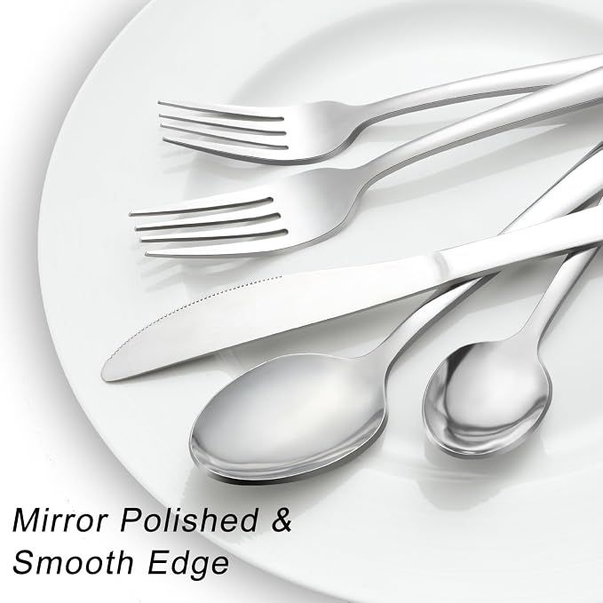 Pleafind 72-Pieces Silverware Set for 12, Flatware Set with Steak Knives, Stainless Steel Cutlery Set, Include Forks Spoons and Knives Set, Dishwasher Safe Utensil Sets for Home Restaurant (Pack of 2)