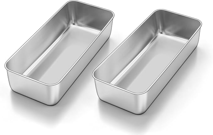 Homikit Stainless Steel Loaf Pans, 12x5 Inches Large Bread Pan Set | 2 Pack Metal Meatloaf Tins, Great for Long Sandwich Sourdough, Non Toxic & Nonstick, Oven & Dishwasher Safe
