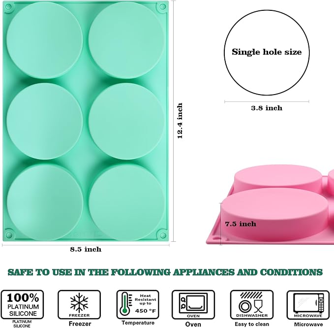 HUAKENER 2 Pcs Silicone Muffin Top Pan for Baking, 4 Inch Round Baking Mold | Non-Stick Silicone Baking Molds for Mini Cake, Muffin Top, Dessert, Hamburger, Sandwiches Making