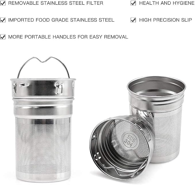 Tea Bottle, 14 oz, Borosilicate Glass, Double Wall, Infuser & Strainer, Bamboo Lid, 400ml