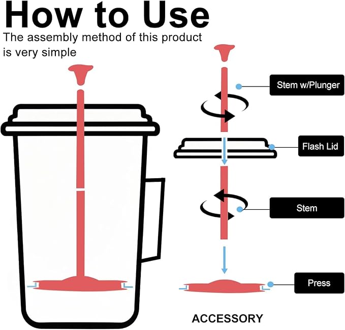 2-Pack Silicone French Press Coffee Makers compatible with Stanley Classic Stay-Hot French Press Coffee Maker 48 oz , french press coffee maker for Stanley Camping Stoves ,coffe press (Black, 2)