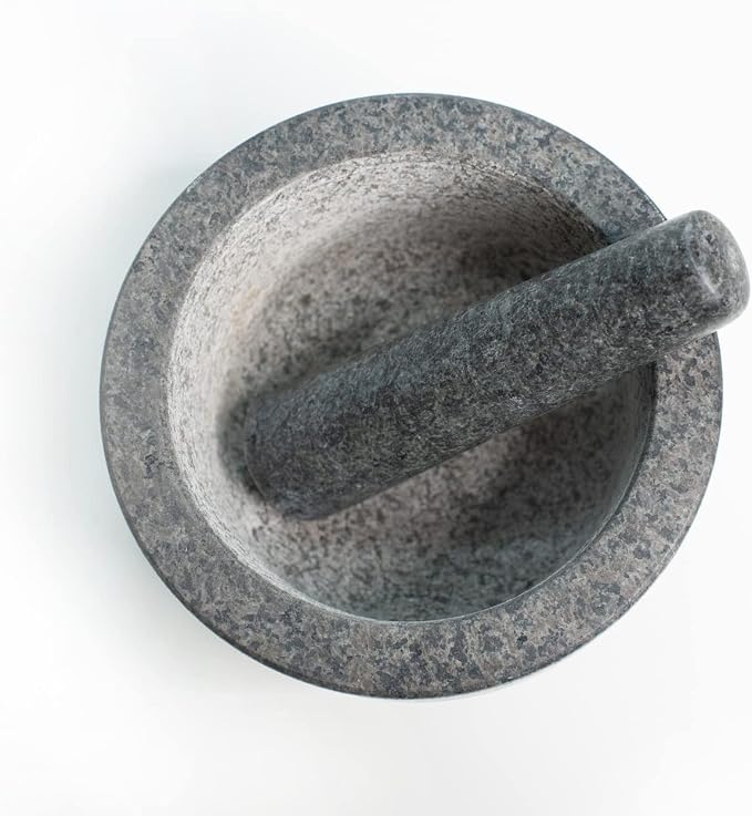 Cilio by Frieling Goliath Natural Granite Mortar and Pestle Set, Grinder for Spices and Seeds, 5 Inches Tall - Mortar Pestle Seed Grinder - Italian Mortar and Pestle