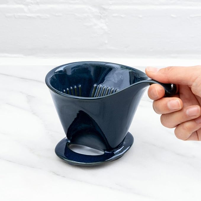 ZERO JAPAN - Bee House Pour Over Coffee Dripper - Ceramic Coffee Maker with Elegant Peek Hole, Drip Cone Brewer Coffee Gifts, Brewing Accessories - Jeans Blue, Standard Size