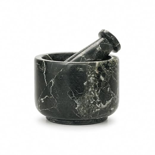 Mortar and Pestle Set, Round, 4 Inch and 2.5 Inch Mini (Black Zebra, 4 Inch)