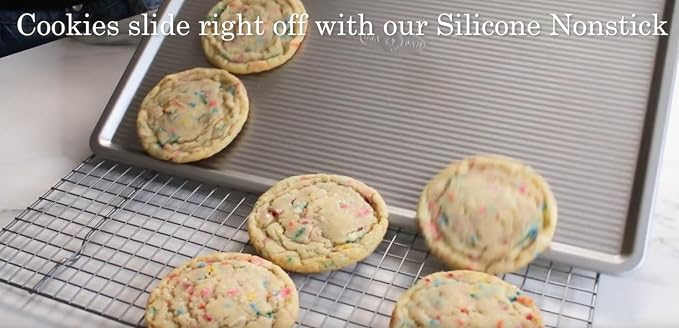USA Pan Bakeware Cookie Sheet, Large, Warp Resistant Nonstick Baking Pan, Made in the USA from Aluminized Steel,Silver