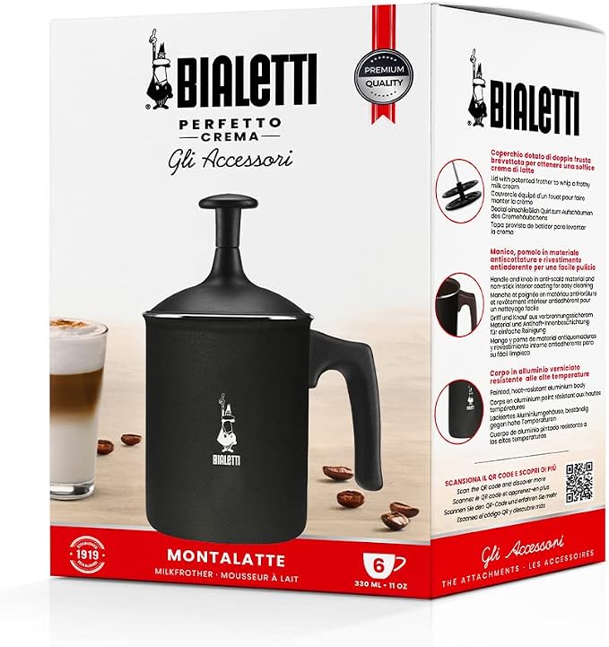 Bialetti 00AGR395 Tutto Crema Milk Frother, Black