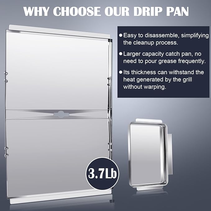 Hiorucet DGF493BNP Drip Pan Replacement Parts, Adjustable 24''-30'' Grease Tray & Heat Plate Tent for Dyna Glo DGF493BNP, DGF510SBP, DGF510SSP, Backyard Grill BY13-101-001-12, BY14-101-001-02.