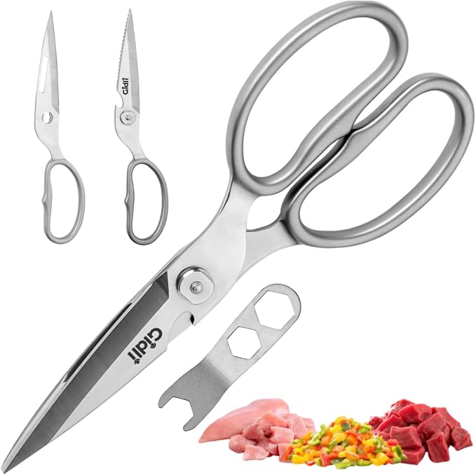 Premium Kitchen Scissors All Stainless Steel – Lifetime Replace. Warranty* | Gidli Heavy Duty Kitchen Shears for Food & Cooking - All Purpose Sharp Scissors – Dishwasher Safe, Comes Apart -Easy Cleaning