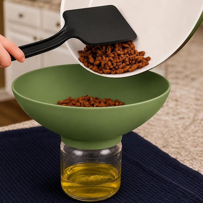 Reusable Grease Strainer for Mason Jars – Ideal for Bacon Fat, Ground Beef, French Fries Oil, Fried Chicken, Sausage, Cooking Oil, Pasta & Vegetables (GREEN)