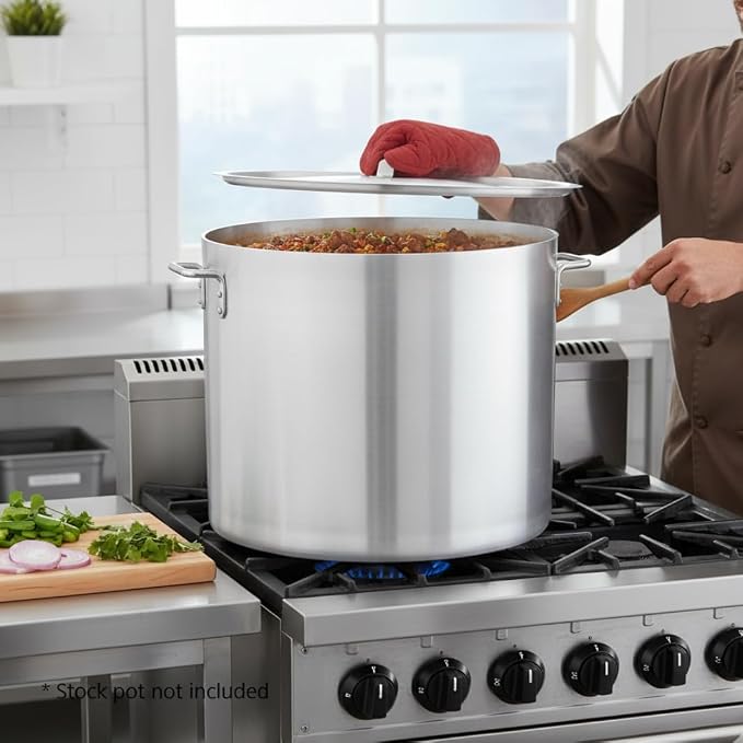 TrueCraftware- 140 qt. Aluminum Stock Pot Lid 24-7/8" x 1-1/4"-Pot Cover for Stockpots Soup Pots Stew Pots Commercial Cookware