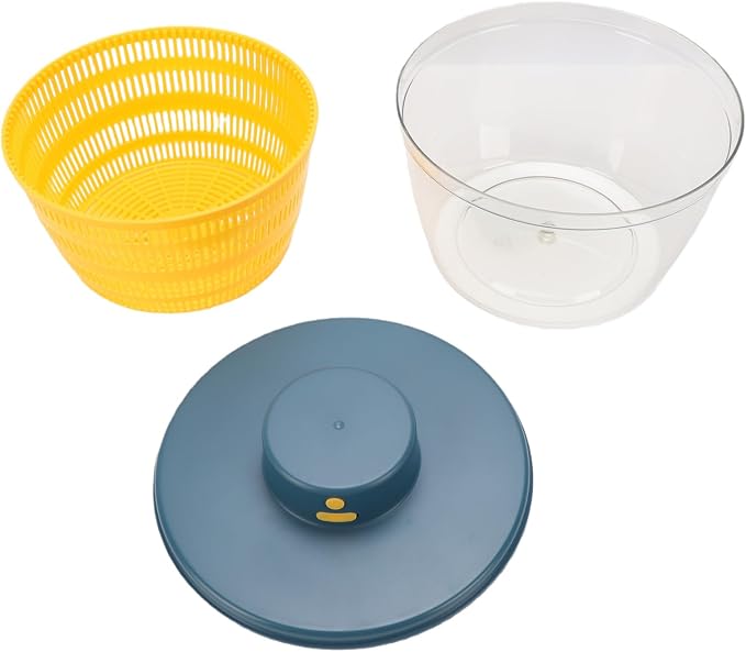 Fockety Salad Spinner, USB Rechargeable Vegetables Washer Dryer Fruit Washing Bowl Automatic Compact Manual Vegetable Dryer for Washing, Spinning, and Draining (Blue)