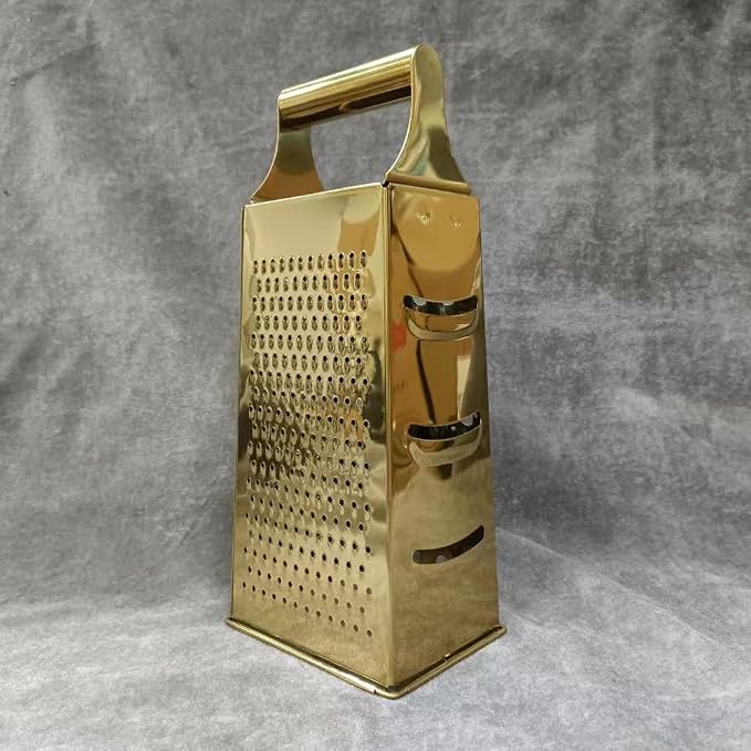 Stainless Steel 4 Sides Multifunctional Grater Slicer with Handle | Gold,for Ginger, Garlic, Cucumbers, Carrots, Cheese, Potato, Ergonomic Design Kitchen Gadgets Accessories