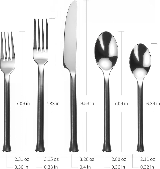 Silverware Set Vintage Black Handle 20 Pieces Service for 4 | Flatware Set Stainless Steel, Mirror Finished Heavy Duty Cutlery Set, Home Hotel Wedding Housewarming Gift, Dishwasher Safe