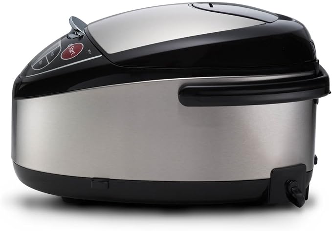 TIGER JAX-T10U-K 5.5-Cup (Uncooked) Micom Rice Cooker and Warmer with Tacook Food Steamer Cooking Tray Technology and 10 Auto-Cook Settings, Stainless Steel Black