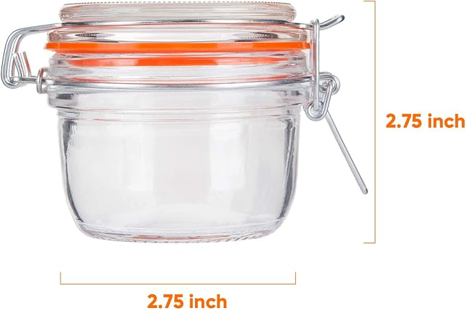 Small Glass Jars With Airtight Lids, Glass Spice Jar 5 oz,Maosn Jars With Leak Proof Rubber Gasket 150ml,Glass Storage Containers With Hinged Lid,Kitchen Canisters 12 Pack