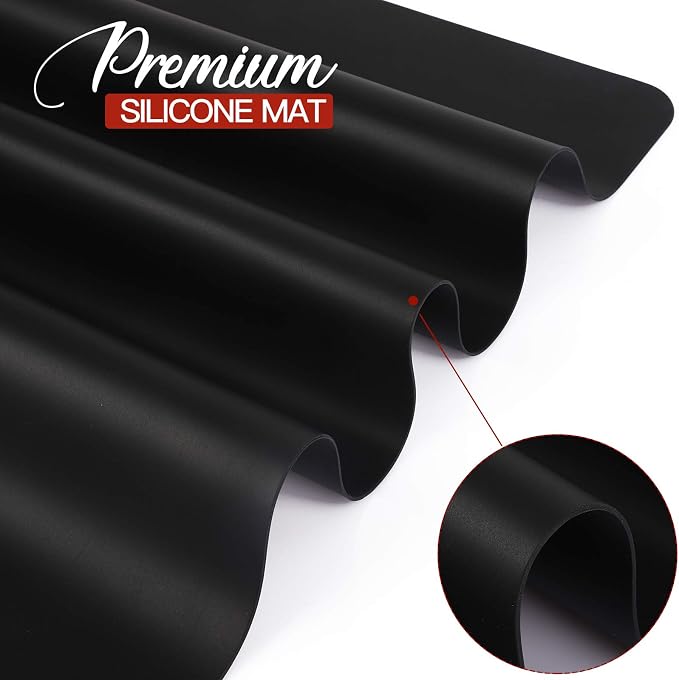 LEOBRO Silicone Mat, 23.4” x 15.6” Black Silicone Mats for Crafts, Resin Molds, Play Dough Mat, for Resin, Clay, Paint, Arts and Crafts, 1 MM Thick