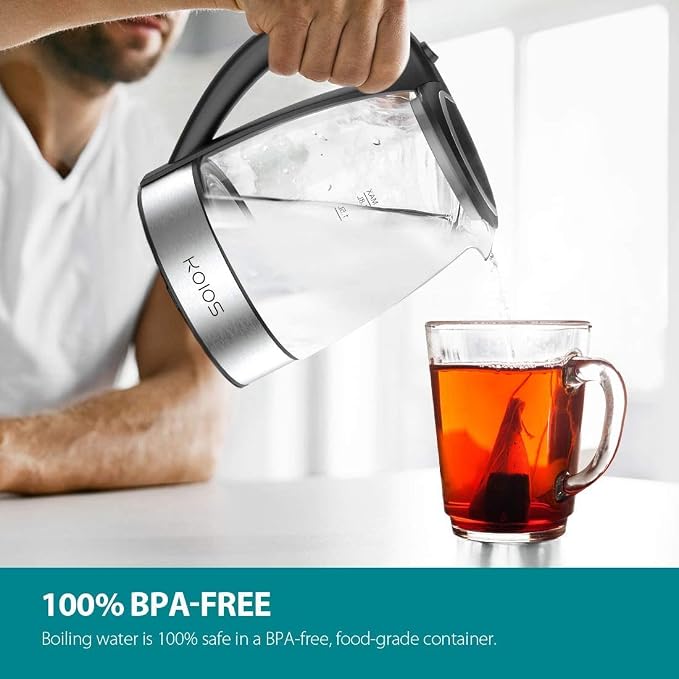 AZEUS Electric Kettle 1500W Tea Kettle, 1.8L Large Capacity with Auto Shut-Off and Boil-Dry Protection, BPA-Free