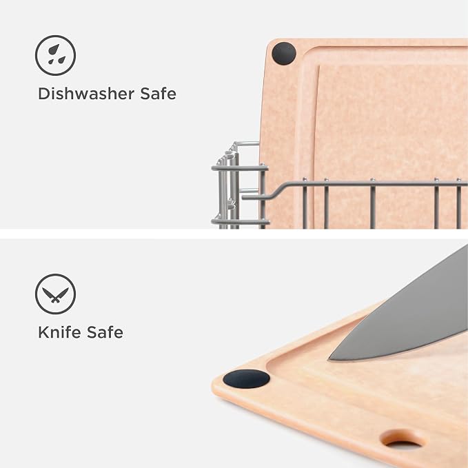 Epicurean All-In-One Cutting Board with Non-Slip Feet and Juice Groove, 10" × 7", Natural/Black