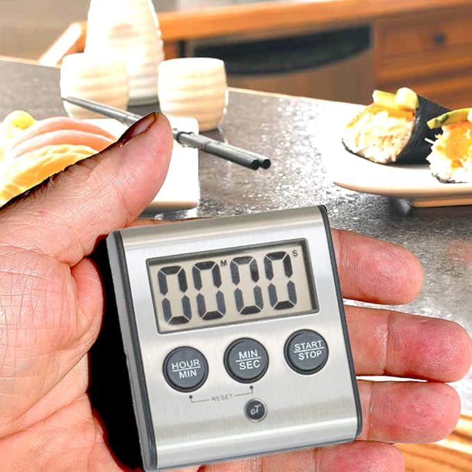 Elegant Digital Kitchen Timer Stainless Steel - Loud Alarm - Model eT-78