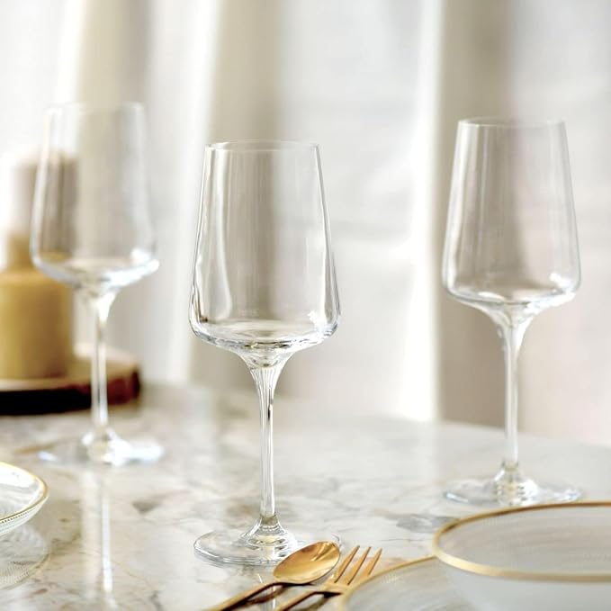 Krosno White Wine Glasses Set of 4, 13.5 oz, Infinity Collection | Wine Tumbler with Stem, Lead-Free Crystal Glassware, Drinking Glasses, Elegant Cups, Home & Restaurant, Dishwasher Safe