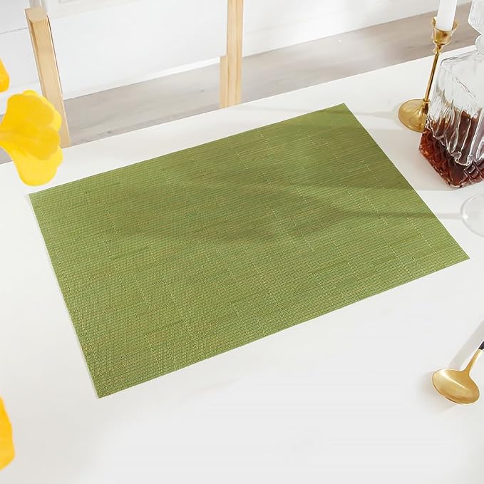 PIGCHCY Placemats Set of 12 Washable Durable Place Mats Vinyl Heat Resistant Non-Slip Table Mats Indoor Outdoor (Sage Green)
