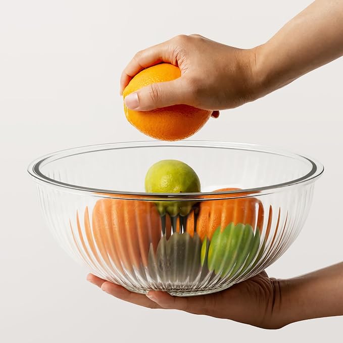 Glass Mixing Bowls with Lids Sets, 5 PCS Glass Bowls for Kitchen service | For Baking, Meal Prepping and Salad, Bpa Free, Microwave, Dishwasher and Oven Safe Serving Bowls, 0.2/0.5/1.1/2.1/3.7Qt