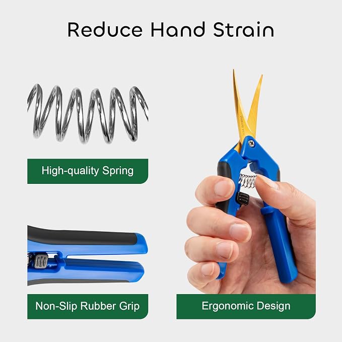GROWNEER 3 Packs 6.5 Inch Pruning Shears with Curved Blades Trimming Scissors For Gardening Hand Pruning Snips Titanium Coated Precision Blades