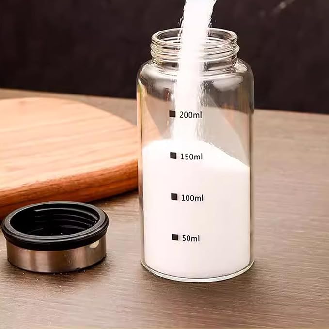 Verdental 7 oz Salt Pepper Shakers with 3 Adjustable Outlet Holes | Glass Spices Jar, Sugar Seasoning Cans for Kitchen, Restaurant, Baking, Dessert and Coffee Shops, BBQ Camping