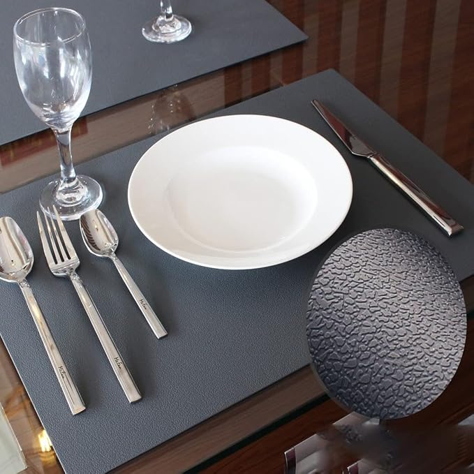 IYYI Silicone Placemats, Dining Placemats Set of 4, Waterproof Placemats for Kids, Non-Slip Silicone Mats for Dinner Table, Heat Resistant & Dishwasher Safe (Dark Gray, 17.6" ×12.5")
