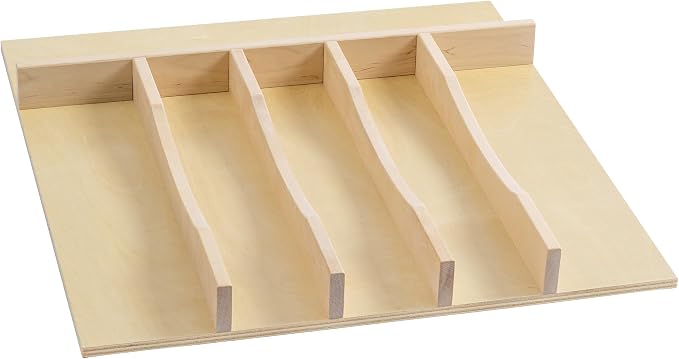WelFurGeer Solid Birch Wood Silverware Drawer Organizer, Wooden Cutlery Drawer Organizer, Utensil Tray for Kitchen Drawers, Kitchen Utensil Organizer for Silverware, Flatware, Spoons, Forks, Knives