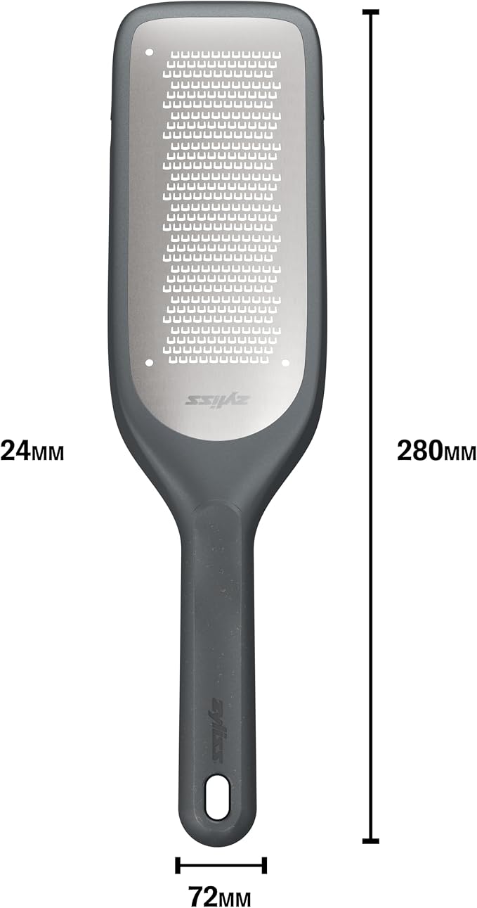 Zyliss Fine Grater and Zester - Handheld Grater with Stainless Steel Blade & Wheat Straw Handle - Ideal for Hard Cheese, Chocolate, Fruit, Vegetables, & More - Protective Cover Doubles as Scraper