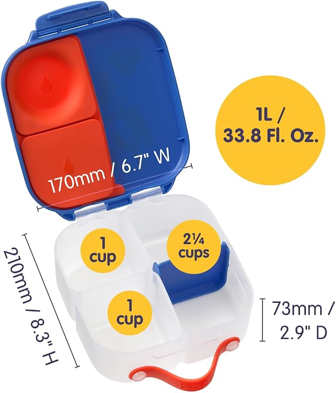 b.box Superman Mini Lunch Box Kids, Snack Containers for Kids, 4.25 Cup | Bento Box for Kids, Perfect 1st Lunch Box, Lunch Containers, Leak Proof, Dishwasher Safe, BPA Free, PFAS Free, Ages 3+