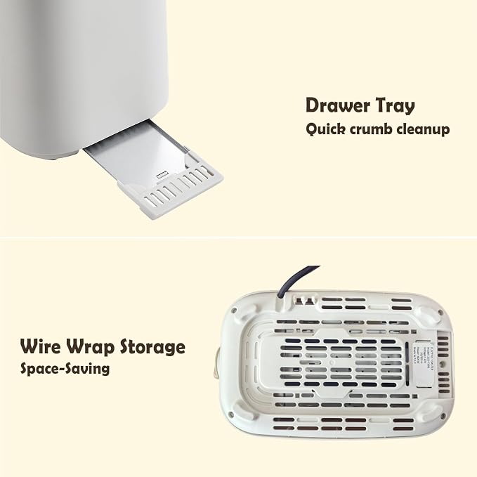 2 Slice Retro Toaster with Anti-dust Cover, 6 Browning Settings, Extra Wide Slots for Bagel & English Muffin, Removable Crumb Tray, Mini Household Bread Toaster