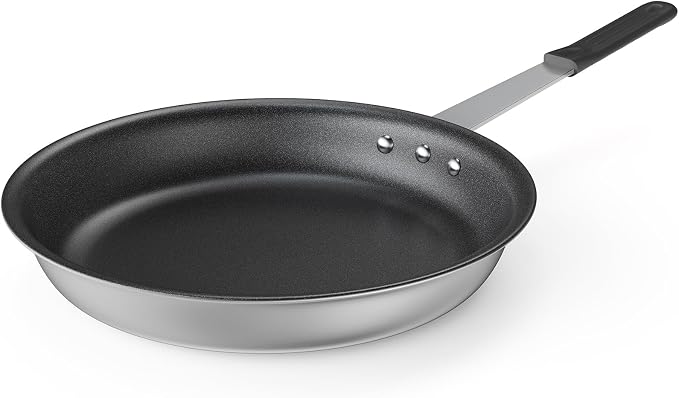 DUMOS 14 Inch Nonstick Frying Pan, Heavy-Gauge Aluminum Skillet with Ceramic Nonstick Coating & Stainless Steel Base, Omelet Pan for Induction, Electric, Gas, PFAS Free, Oven Safe, Black Handle