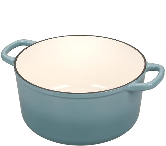 EDGING CASTING Enameled Cast Iron Dutch Oven with Sourdough Bread Baking Kit, Bread Dutch Oven with Lid, Includes Proofing Basket & Baking Tools, 5qt, Seasalt