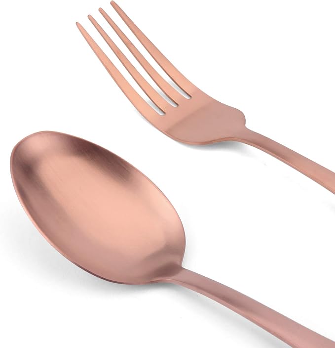 Matte Rose Gold Silverware Set, 20-Piece Stainless Steel Flatware set, Tableware Cutlery Set Service for 4, Utensils for Kitchens, Dishwasher Safe