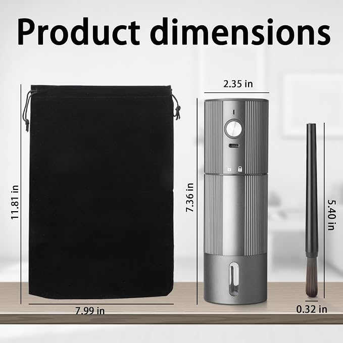 Electric Coffee Grinder Portable Conical Burr Coffee Grinder with 45 Adjustable Settings, Cordless Coffee Burr Grinder for Espresso, Home, Travel, Camping, Office (Silver)