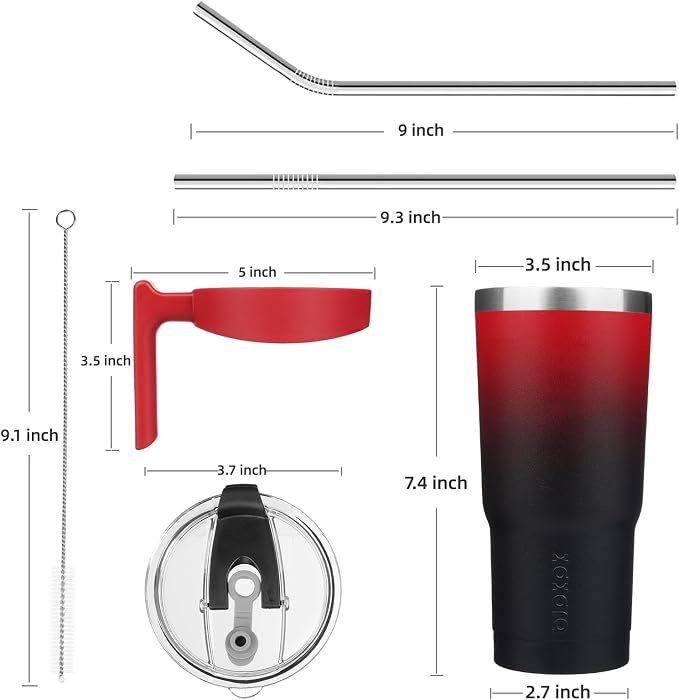 BJPKPK 20 oz Tumbler with Handle & Straw, Insulated Stainless Steel Mug | Double Wall Vacuum, Keeps Hot/Cold, Thermal Cup, BPA Free, Dishwasher Safe, Cupholder Fit, Coffee & Travel, Blood Moon