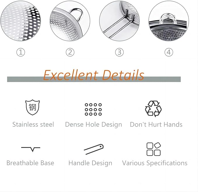 GREATLINK Stainless Steel Basin Colander with Handle Kitchen Strainer, Resting Feet and Colander to Strain, Rinse, Fry, Steam or Cook Vegetables & Pasta & Wash fruits,7.68inch(19.5cm)