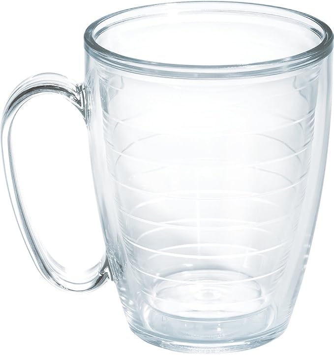 Tervis Clear & Colorful Tabletop Made in USA Double Walled Insulated Tumbler Travel Cup Keeps Drinks Cold & Hot, 16oz Mug, Clear | Double-wall insulation, keeps drinks hot or cold, made in USA