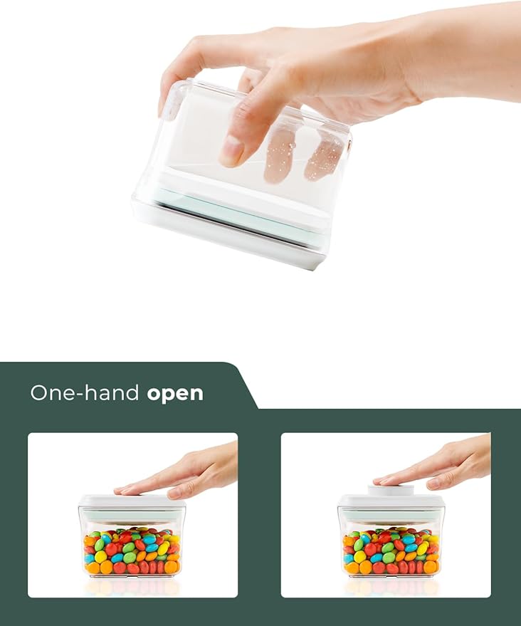 0.6 Qt Airtight Snack Containers, 3 Pack Small Pop Top Pantry Jars | Stackable Pantry Jars With One-Touch Airtight Lids For Snacks, Nuts, Candy, Coffee, Sugar, Tea Bags And Baking Ingredients